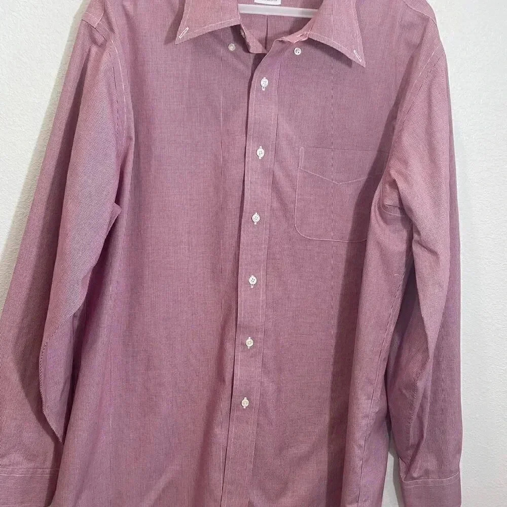 Brooks Brothers Men's Pink Non-Iron Dress Shirt 16.5 Long Sleeve Classic Collar
